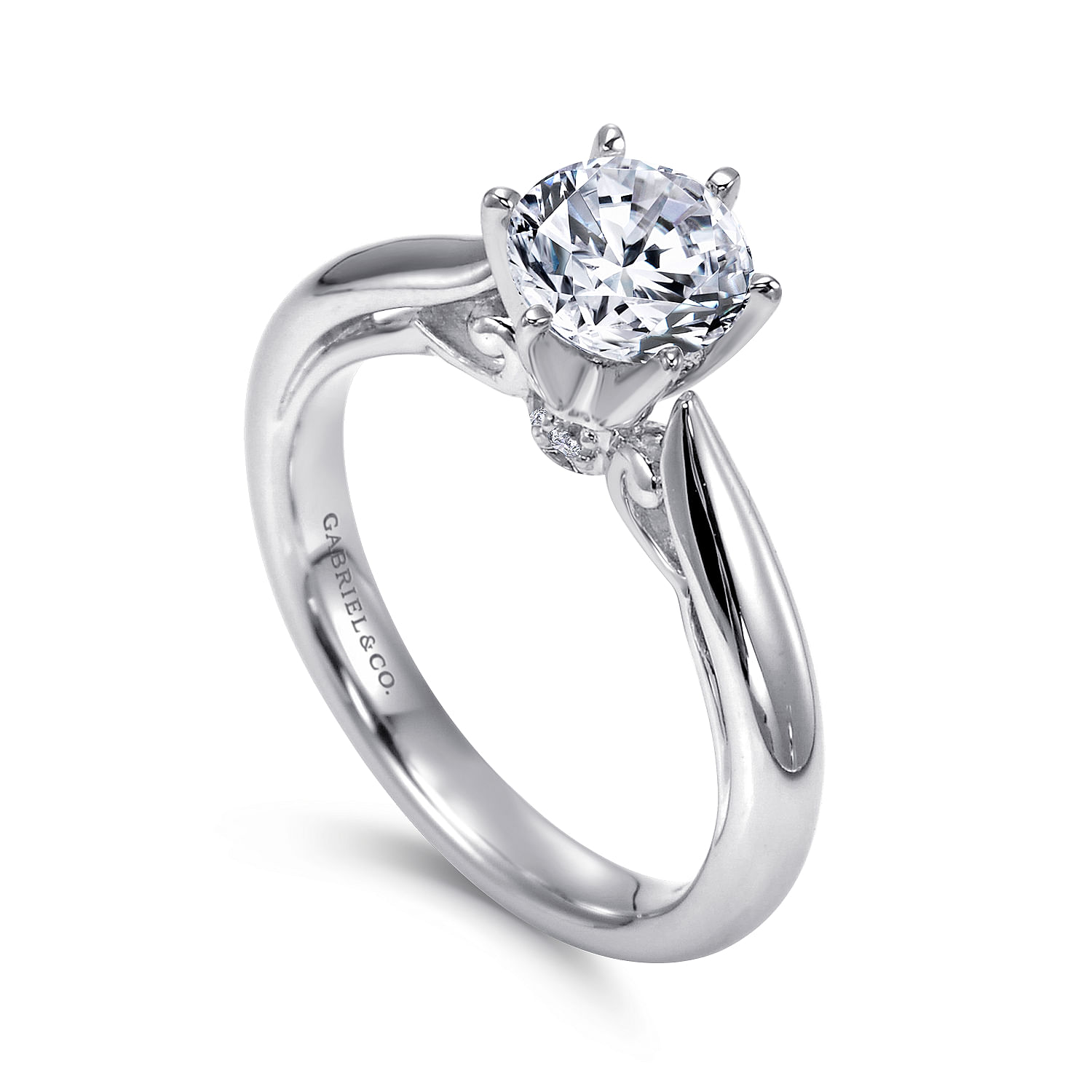 18K White Gold Round Diamond Engagement Ring