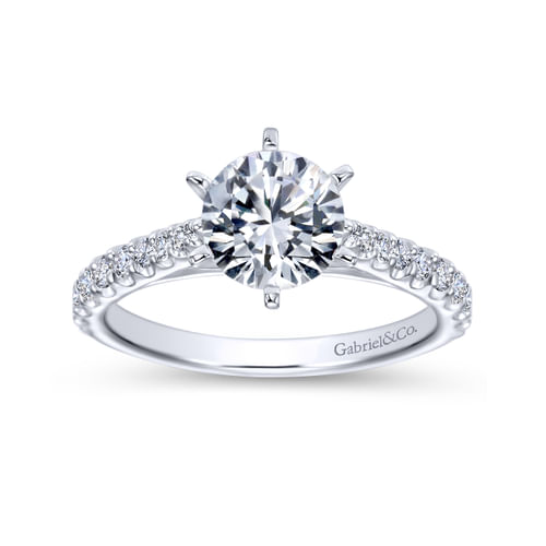 18K White Gold Round Diamond Engagement Ring