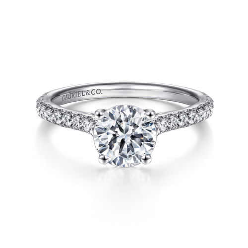 18K White Gold Round Diamond Engagement Ring