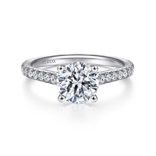 18K White Gold Round Diamond Engagement Ring