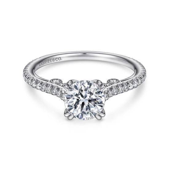 Gabriel - 18K White Gold Round Diamond Engagement Ring
