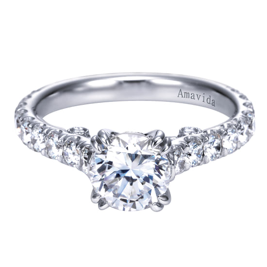 Gabriel - 18K White Gold Round Diamond Engagement Ring