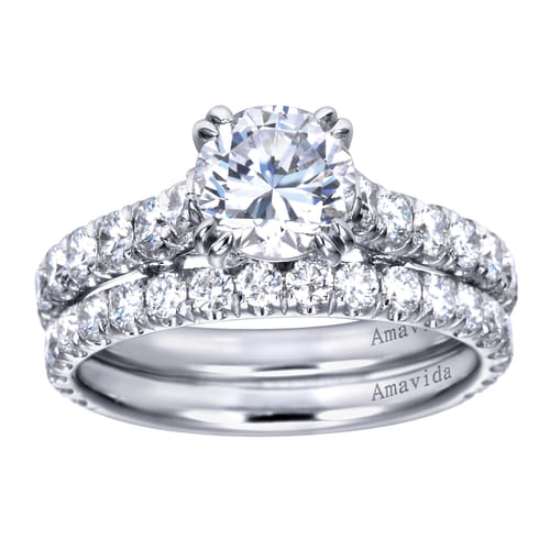 18K White Gold Round Diamond Engagement Ring