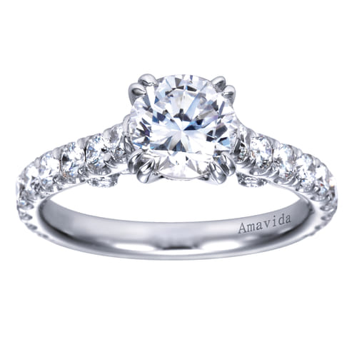 18K White Gold Round Diamond Engagement Ring