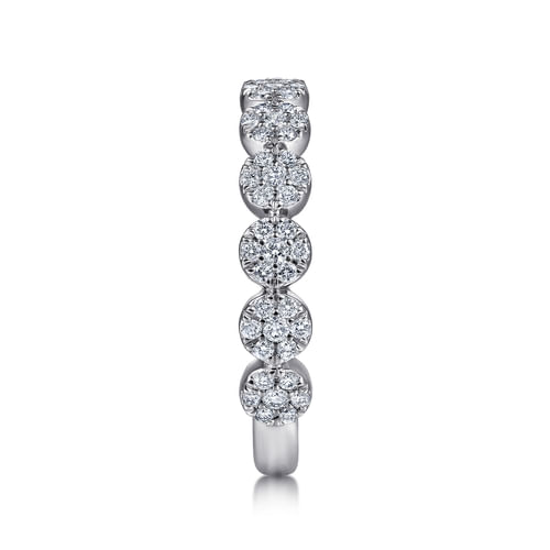 18K White Gold Round Diamond Pavé Cluster Stackable Ring