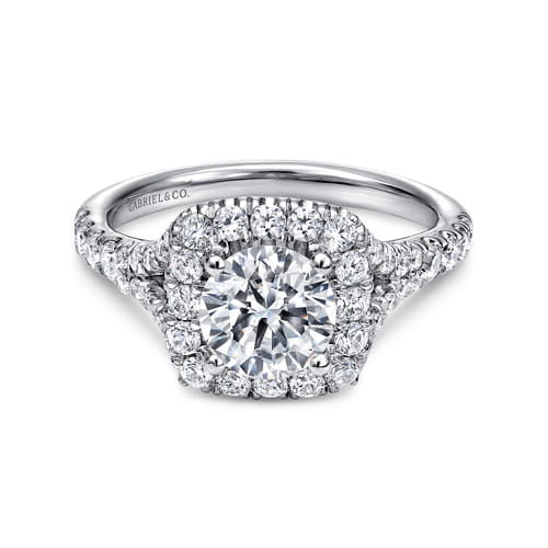 18K White Gold Round Halo Diamond Engagement Ring