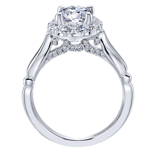 18K White Gold Round Halo Diamond Engagement Ring