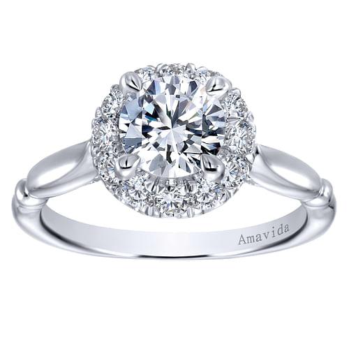 18K White Gold Round Halo Diamond Engagement Ring