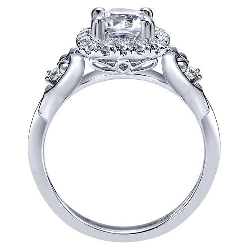 18K White Gold Round Halo Diamond Engagement Ring