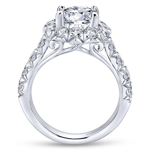 18K White Gold Round Halo Diamond Engagement Ring