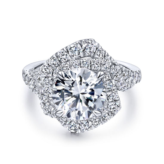 Gabriel - 18K White Gold Round Halo Diamond Engagement Ring