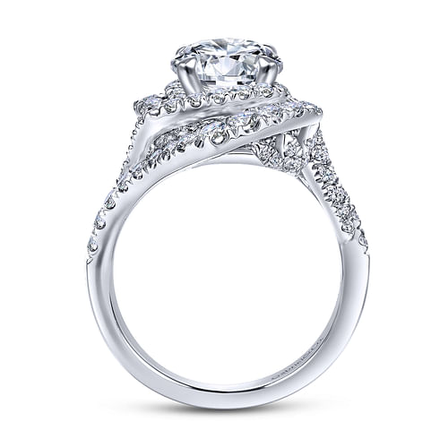 18K White Gold Round Halo Diamond Engagement Ring