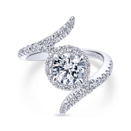 18K White Gold Round Halo Diamond Engagement Ring