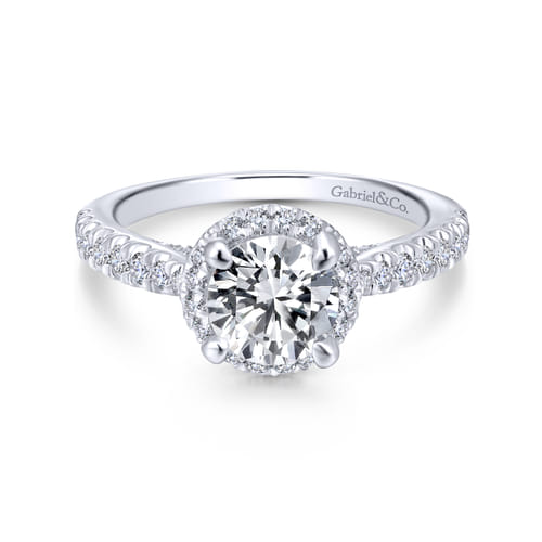 18K White Gold Round Halo Diamond Engagement Ring 18K White Gold Round Halo Diamond Engagement Ring