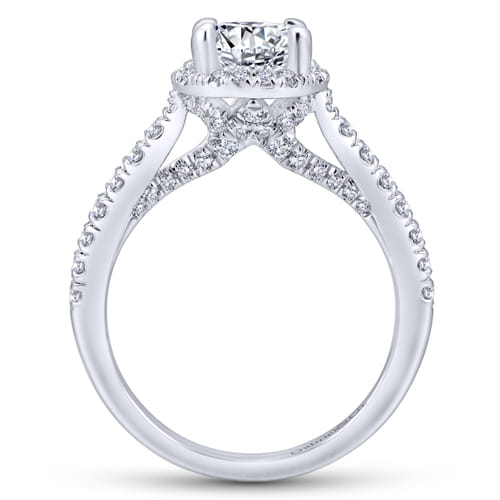 18K White Gold Round Halo Diamond Engagement Ring 18K White Gold Round Halo Diamond Engagement Ring