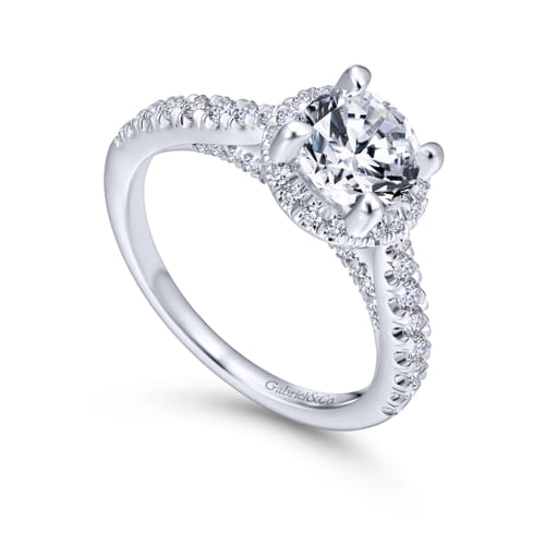 18K White Gold Round Halo Diamond Engagement Ring 18K White Gold Round Halo Diamond Engagement Ring
