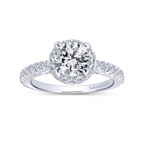 18K White Gold Round Halo Diamond Engagement Ring 18K White Gold Round Halo Diamond Engagement Ring