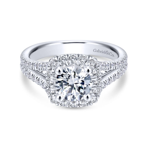 18K White Gold Round Halo Diamond Engagement Ring