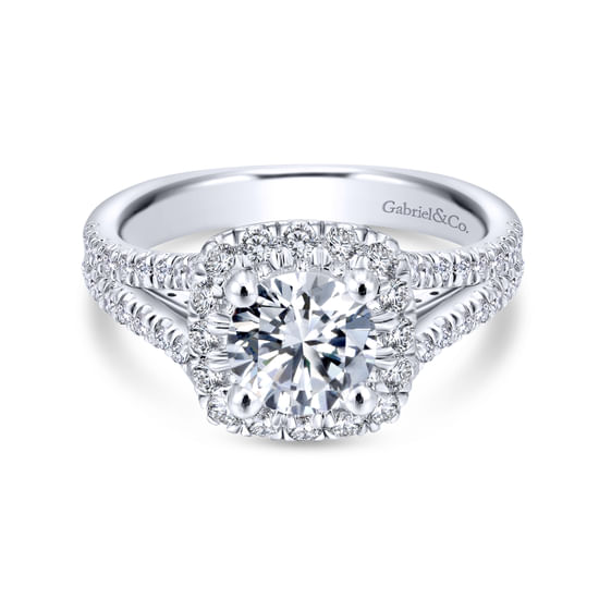 Gabriel - 18K White Gold Round Halo Diamond Engagement Ring