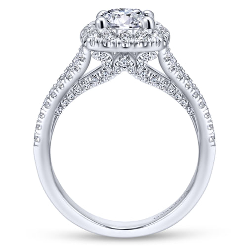 18K White Gold Round Halo Diamond Engagement Ring