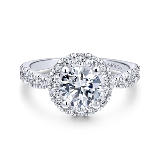Gabriel - 18K White Gold Round Halo Diamond Engagement Ring