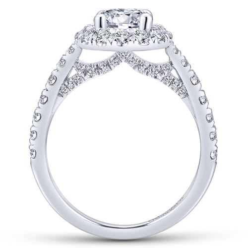 18K White Gold Round Halo Diamond Engagement Ring