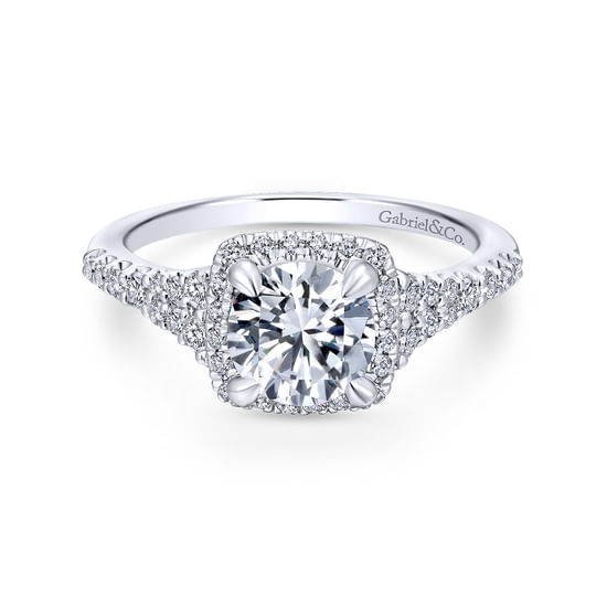 Gabriel - 18K White Gold Round Halo Diamond Engagement Ring
