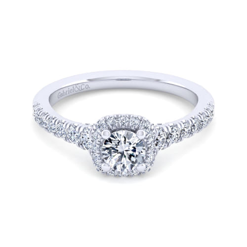 18K White Gold Round Halo Diamond Engagement Ring 18K White Gold Round Halo Diamond Engagement Ring