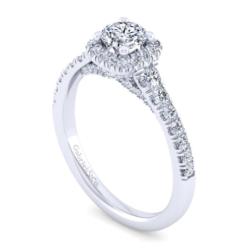 18K White Gold Round Halo Diamond Engagement Ring 18K White Gold Round Halo Diamond Engagement Ring