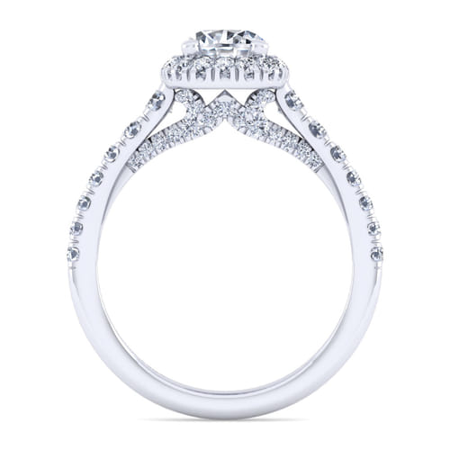 18K White Gold Round Halo Diamond Engagement Ring