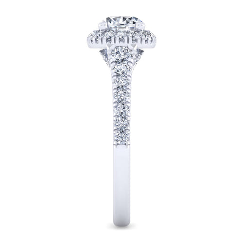 18K White Gold Round Halo Diamond Engagement Ring