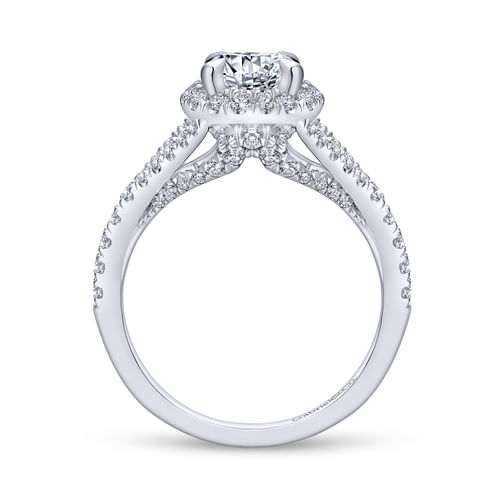 18K White Gold Round Halo Diamond Engagement Ring