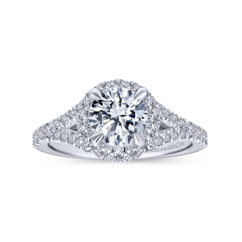 18K White Gold Round Halo Diamond Engagement Ring
