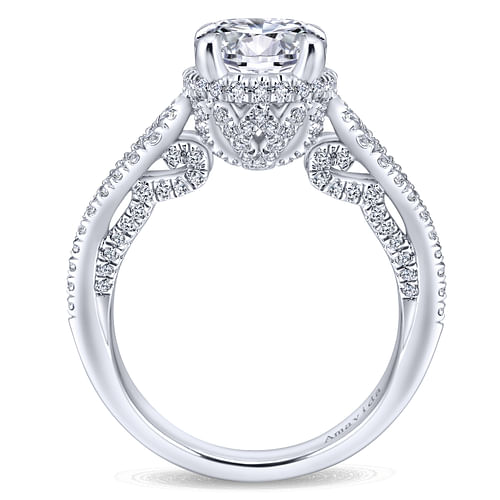 18K White Gold Round Halo Diamond Engagement Ring