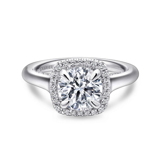 Gabriel - 18K White Gold Round Halo Diamond Engagement Ring