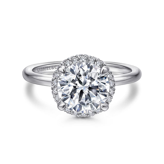 Gabriel - 18K White Gold Round Halo Diamond Engagement Ring