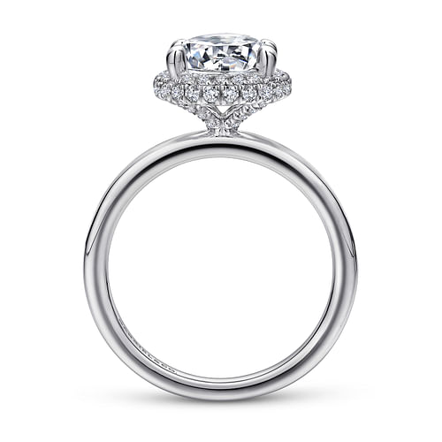 18K White Gold Round Halo Diamond Engagement Ring