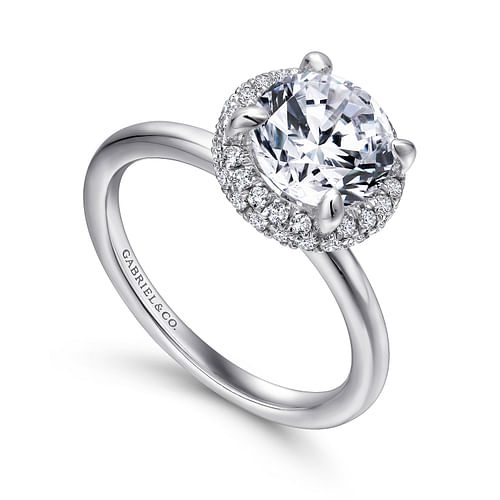 18K White Gold Round Halo Diamond Engagement Ring