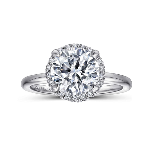 18K White Gold Round Halo Diamond Engagement Ring