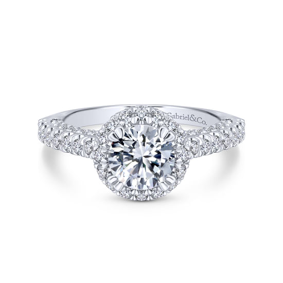 Gabriel - 18K White Gold Round Halo Diamond Engagement Ring