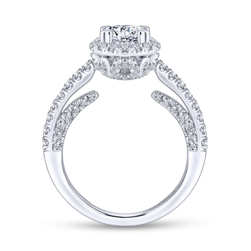 18K White Gold Round Halo Diamond Engagement Ring