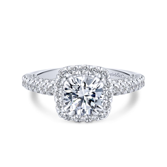 Gabriel - 18K White Gold Round Halo Diamond Engagement Ring