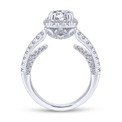18K White Gold Round Halo Diamond Engagement Ring