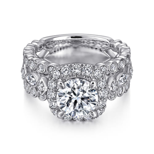 18K White Gold Round Halo Diamond Engagement Ring 18K White Gold Round Halo Diamond Engagement Ring