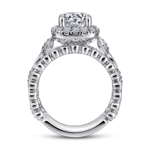 18K White Gold Round Halo Diamond Engagement Ring 18K White Gold Round Halo Diamond Engagement Ring