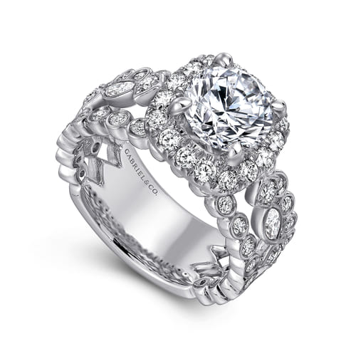 18K White Gold Round Halo Diamond Engagement Ring 18K White Gold Round Halo Diamond Engagement Ring