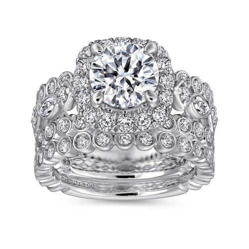 18K White Gold Round Halo Diamond Engagement Ring 18K White Gold Round Halo Diamond Engagement Ring