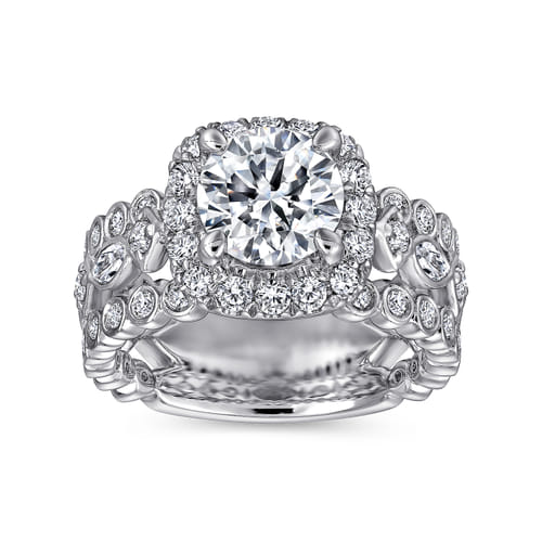 18K White Gold Round Halo Diamond Engagement Ring 18K White Gold Round Halo Diamond Engagement Ring