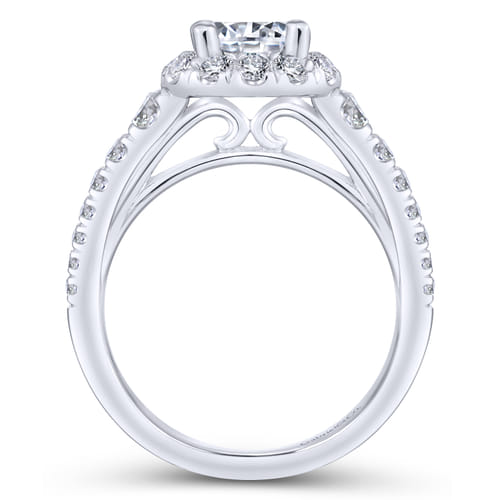 18K White Gold Round Halo Diamond Engagement Ring