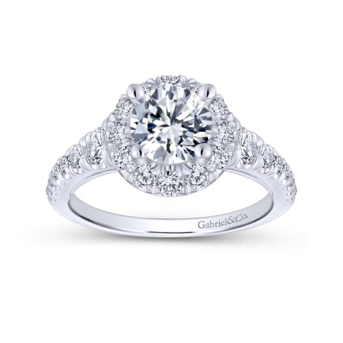 18K White Gold Round Halo Diamond Engagement Ring